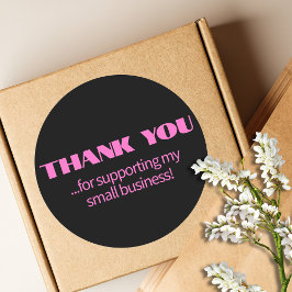 Pegatina Redonda Neón simple profesional moderno negro rosa