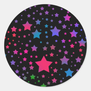 Pegatina Redonda Neon Stars