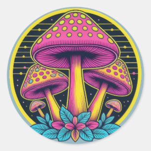 Pegatina Redonda Neon Toadstool Trio