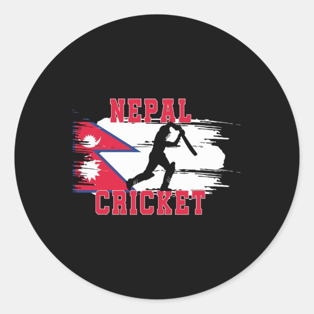 Pegatina Redonda Nepal Cricket Nepal Cricket Fans Nepal Flag  (Anverso)