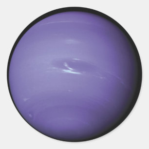 Pegatina Redonda Neptuno azul hermoso, según lo visto de espacio,