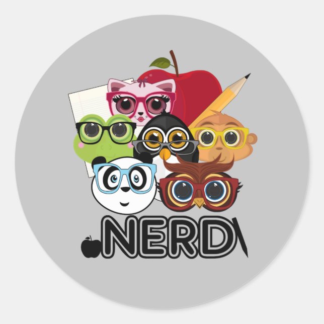 Pegatina Redonda Nerd (Anverso)