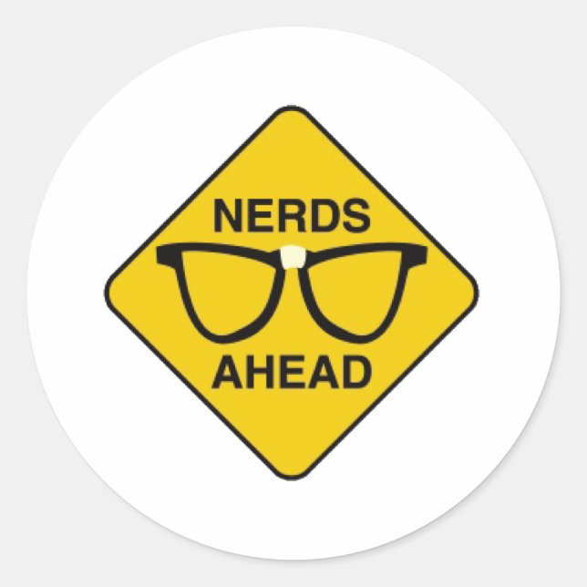 Pegatina Redonda Nerds Ahead (Anverso)