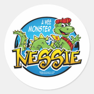 Pegatina Redonda Nessie: Un Monstruo Wee