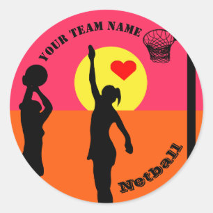 Pegatina Redonda Netball de encargo personalizado del nombre del