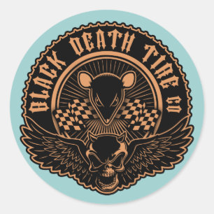 Pegatina Redonda Neumático de muerte negro Co. -O