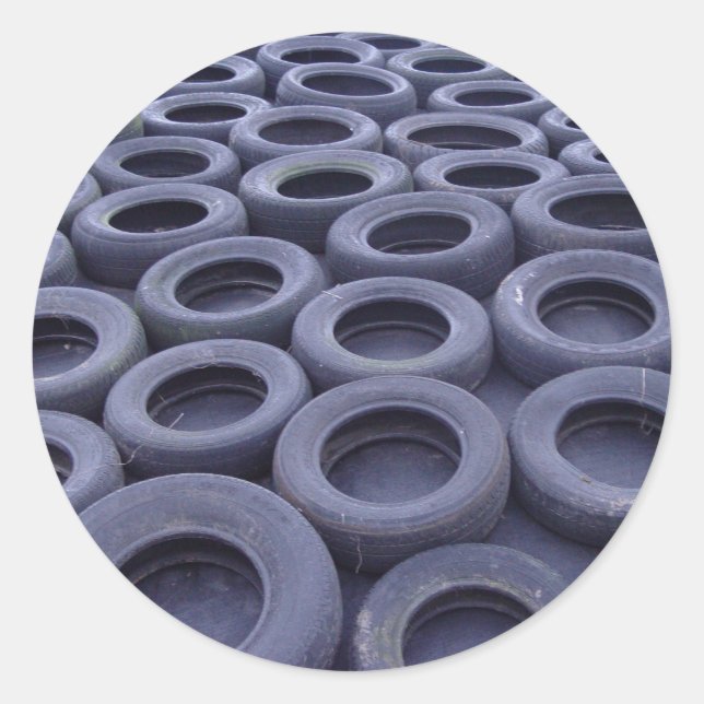 Pegatina Redonda Neumáticos para automóviles (Anverso)