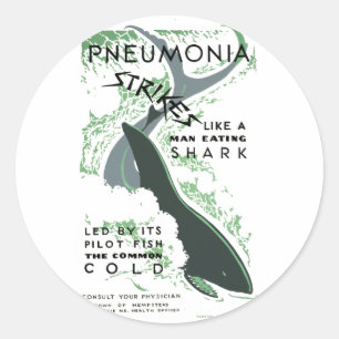 Pegatina Redonda Neumonía Ataques