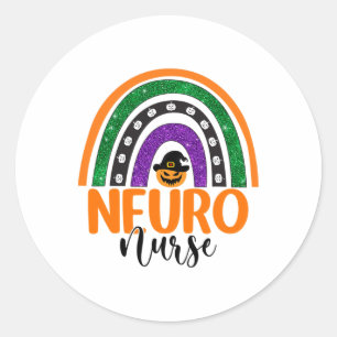 Pegatina Redonda Neuno Nurse Neuroscience Enfermería Halloween Rain