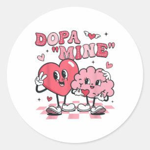Pegatina Redonda Neuro Enfermera Día de San Valentín Enfermedad cer