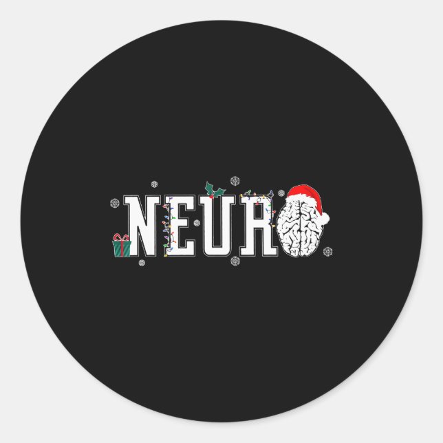 Pegatina Redonda Neuro Nurse Brain Santa Hat Neuroscience Nursing C (Anverso)