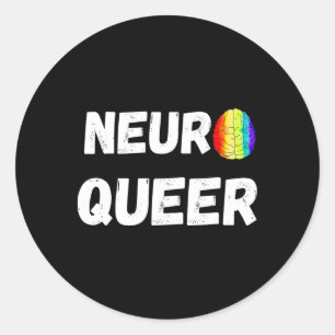Pegatina Redonda ¡Neuro Queer! ¡Orgullo Gay Lgbtq! Neurodiverso Aut