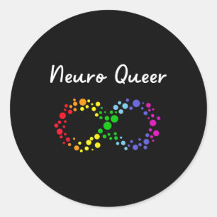 Pegatina Redonda ¡Neuro Queer! ¡Orgullo Gay Lgbtq! Neurodiverso Aut