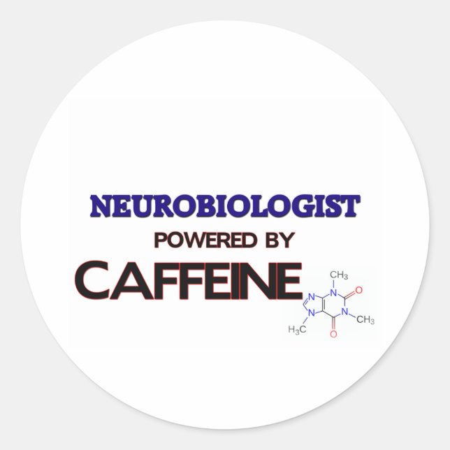 Pegatina Redonda Neurobiólogo accionado por el cafeína (Anverso)