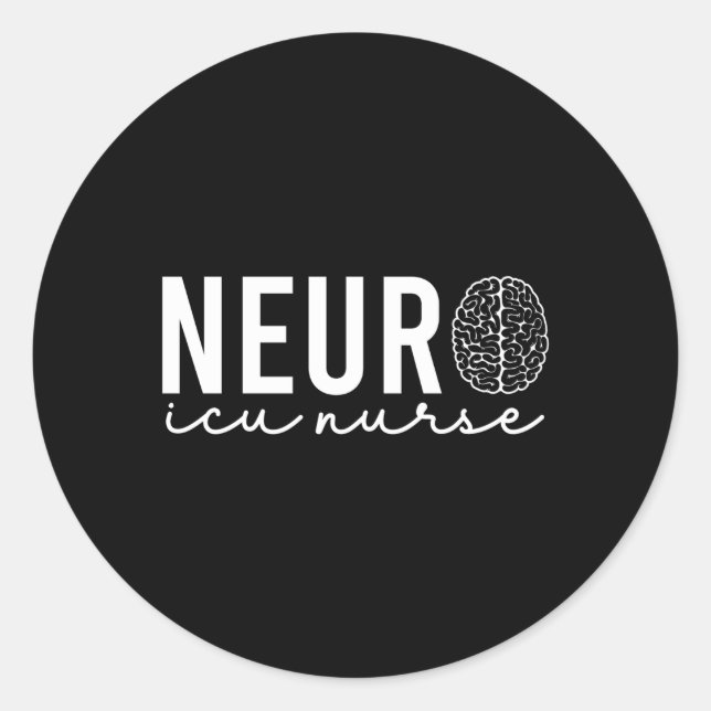 Pegatina Redonda Neurocirugía Neurología Neuro Tech Trauma Icu Stro (Anverso)