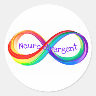 Pegatina Redonda Neurodivergent Rainbow Infinity Symbol Button