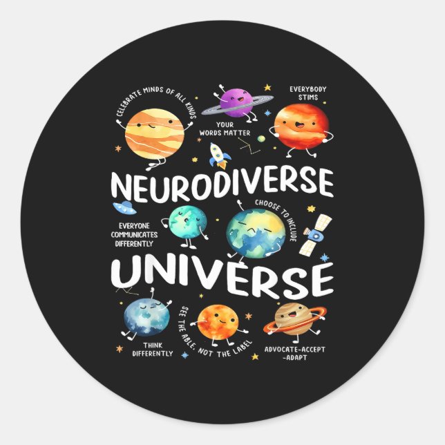 Pegatina Redonda Neurodiverse Universe Iep Special Ed Paraprofessio (Anverso)