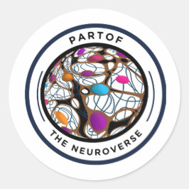 Pegatina Redonda Neurodiversidad aceptación autismo neuro cerebral