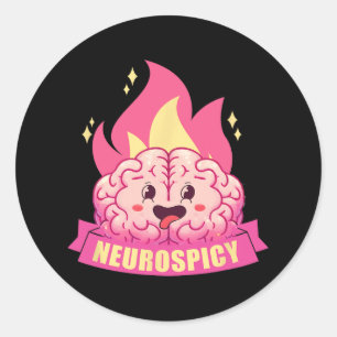 Pegatina Redonda Neurodiversidad Adhd Asd Autism Kawaii B