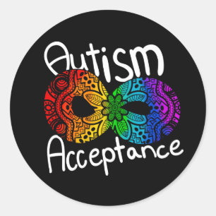 Pegatina Redonda Neurodiversidad Autismo Aceptación Botón Arcoiris