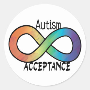Pegatina Redonda Neurodiversidad Autismo Aceptación Botón Arcoiris