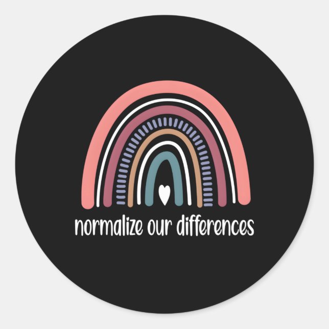 Pegatina Redonda Neurodiversidad Autismo Arcoiris Neurodivergente A (Anverso)