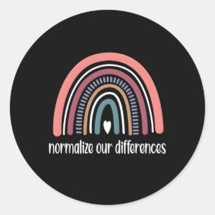 Pegatina Redonda Neurodiversidad Autismo Arcoiris Neurodivergente A