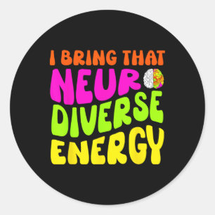 Pegatina Redonda Neurodiversidad Autismo Camisas Adhd Asd Neurodive