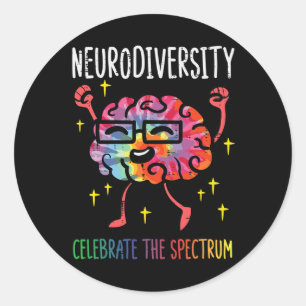 Pegatina Redonda Neurodiversidad Autismo cerebral Conciencia Asd Ad