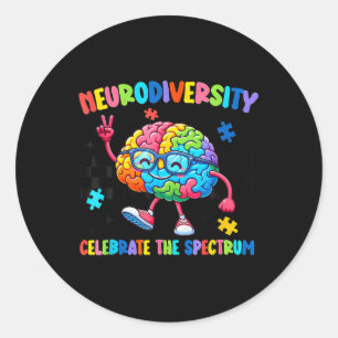 Pegatina Redonda Neurodiversidad Autismo cerebral Conciencia Asd Ad