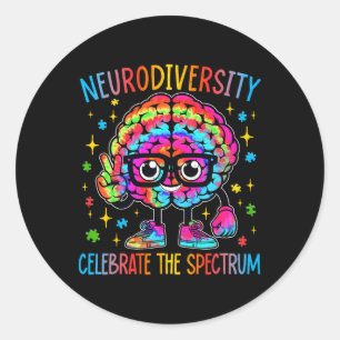 Pegatina Redonda Neurodiversidad Autismo cerebral Conciencia Asd Ad