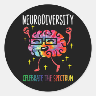 Pegatina Redonda Neurodiversidad Autismo cerebral Conciencia Asd Ad