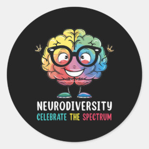Pegatina Redonda Neurodiversidad Autismo cerebral Conciencia Asd Ad