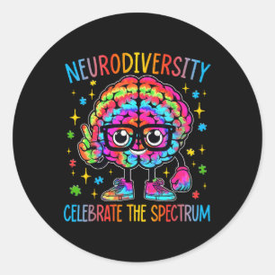 Pegatina Redonda Neurodiversidad Autismo cerebral Conciencia Asd Ad