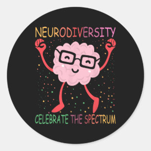 Pegatina Redonda Neurodiversidad Autismo cerebral Conciencia Asd Ad