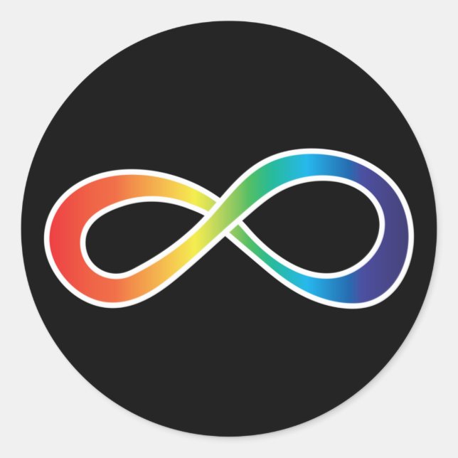 Pegatina Redonda Neurodiversidad Autismo Conciencia Aceptación Arco (Anverso)