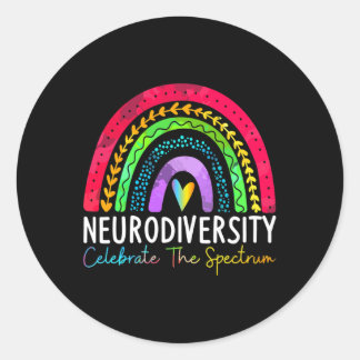 Pegatina Redonda Neurodiversidad Autismo Espectro Asd Adhd Rainbow