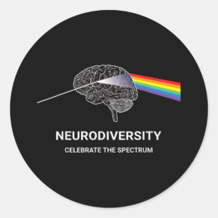 Pegatina Redonda Neurodiversidad Autismo Espectro Asd Adhd Rainbow