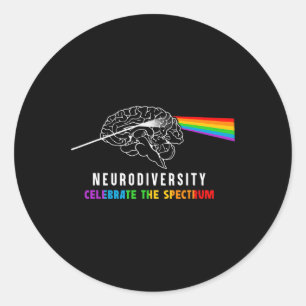 Pegatina Redonda Neurodiversidad Autismo Espectro Cerebro Asd Adhd 