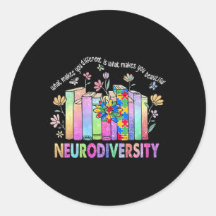 Pegatina Redonda Neurodiversidad Diferente es Consciente del Autism