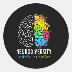Pegatina Redonda Neurodiversidad - Espectro de autismo Asd Adhd Rai