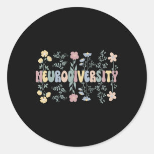 Pegatina Redonda Neurodiversidad Flores Autismo Neurodivergente 1