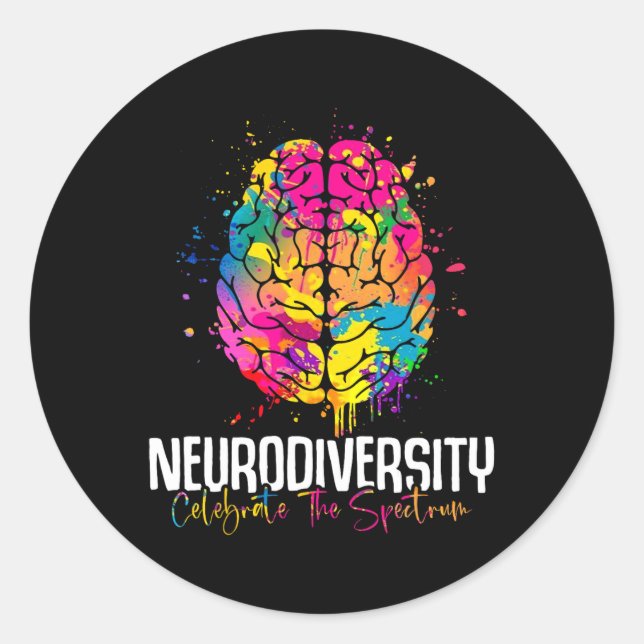 Pegatina Redonda Neurodiversidad Flores Neurodivergentes Consciente (Anverso)