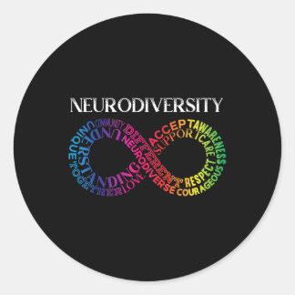 Pegatina Redonda Neurodiversidad Neurodivergencia Arcoiris Infinity