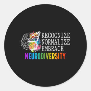 Pegatina Redonda Neurodiversidad Reconocer la Normalización del Abr