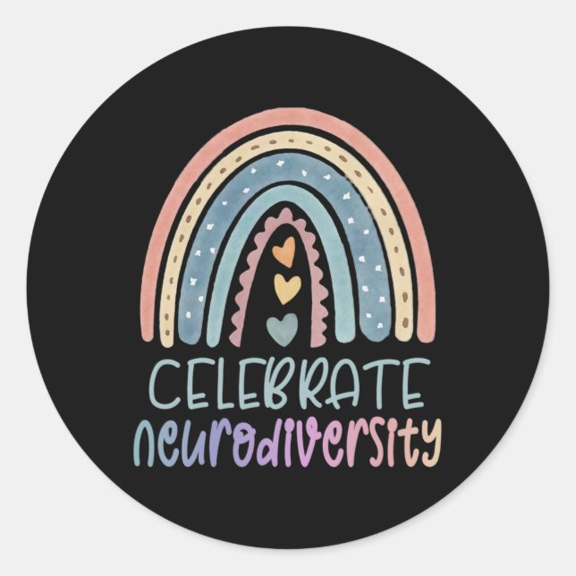 Pegatina Redonda Neurodiversidad Salud mental Autismo Conciencia (Anverso)