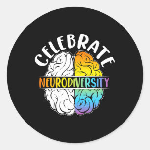 Pegatina Redonda Neurodiversidad Salud mental Autismo Concienciació