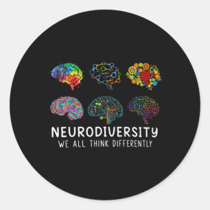 Pegatina Redonda Neurodiversidad Todos Pensamos Diferentemente En A