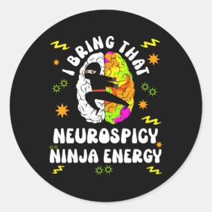 Pegatina Redonda Neurodiverso Neurospicy Ninja Energy Autism Specte