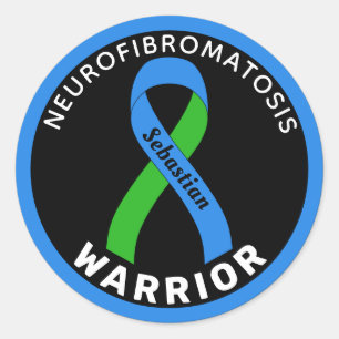 Pegatina Redonda Neurofibromatos Warrior Ribbon Black Round Pegatin